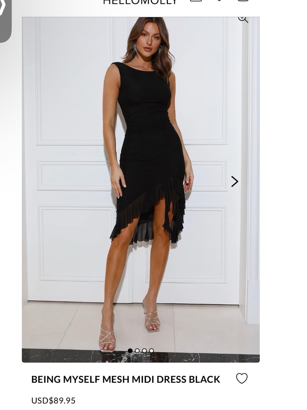 Black Sleeveless Mesh Asymmetric Midi Dress